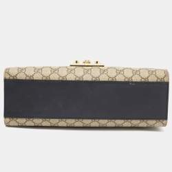 Gucci Beige/Black GG Supreme Canvas and Leather Medium Padlock Shoulder Bag