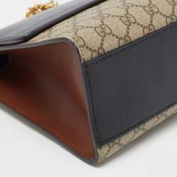 Gucci Beige/Black GG Supreme Canvas and Leather Medium Padlock Shoulder Bag
