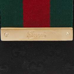 Gucci Black GG Canvas and Leather Web Compact Wallet
