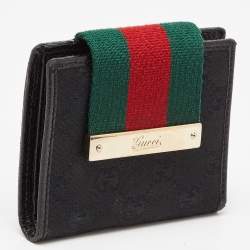 Gucci Black GG Canvas and Leather Web Compact Wallet