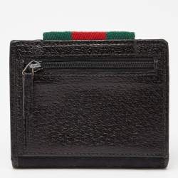 Gucci Black GG Canvas and Leather Web Compact Wallet