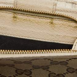 Gucci Beige GG Canvas and Leather Abbey D Ring Compact Wallet