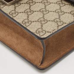 Pre Owned Gucci Beige/Ebony GG Supreme Canvas and Suede Mini Dionysus Shoulder Bag