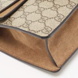 Pre Owned Gucci Beige/Ebony GG Supreme Canvas and Suede Mini Dionysus Shoulder Bag