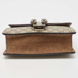 Pre Owned Gucci Beige/Ebony GG Supreme Canvas and Suede Mini Dionysus Shoulder Bag
