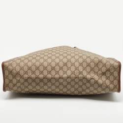 Pre Owned حقيبة غوتشي ويب لوب كانفاس سوبريم GG بني/بيج وجلد رأسية