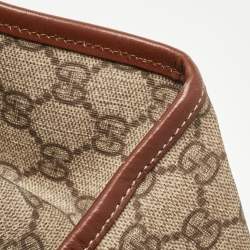 Pre Owned حقيبة غوتشي ويب لوب كانفاس سوبريم GG بني/بيج وجلد رأسية