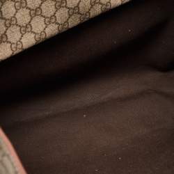 Pre Owned حقيبة غوتشي ويب لوب كانفاس سوبريم GG بني/بيج وجلد رأسية