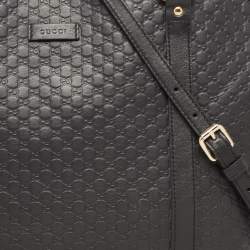 Pre Owned Gucci Black Microguccissima Leather Large Dome Satchel