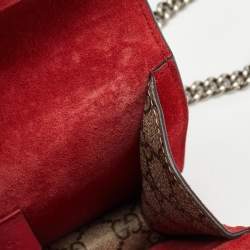 Pre Owned Gucci Beige/Red GG Supreme Canvas and Suede Mini Dionysus Shoulder Bag