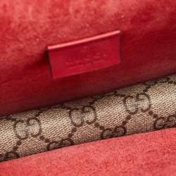Pre Owned Gucci Beige/Red GG Supreme Canvas and Suede Mini Dionysus Shoulder Bag