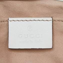 Gucci Off White Matelassé Leather GG Pearl Marmont Chain Belt Bag