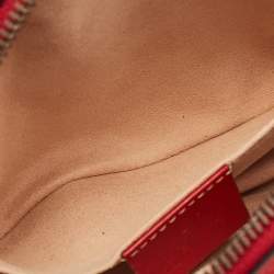 Pre Owned Gucci Red Matelassé Leather GG Marmont Belt Bag