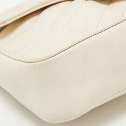 Gucci Off White Matelassé Leather Super Mini GG Marmont Shoulder Bag