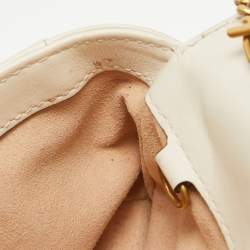 Gucci Off White Matelassé Leather Super Mini GG Marmont Shoulder Bag
