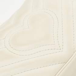Gucci Off White Matelassé Leather Super Mini GG Marmont Shoulder Bag