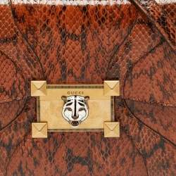 Pre Owned Gucci Brown Watersnake Leather Osiride Top Handle Bag