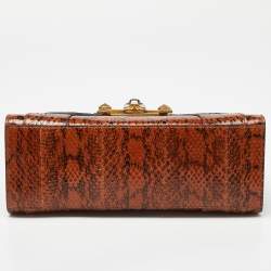 Pre Owned Gucci Brown Watersnake Leather Osiride Top Handle Bag