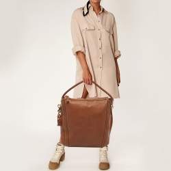 Pre Owned Gucci Brown Leather Large Bella Hobo