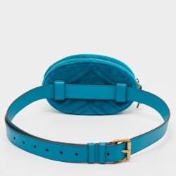 Gucci Teal Green Matelassé Velvet GG Marmont Belt Bag