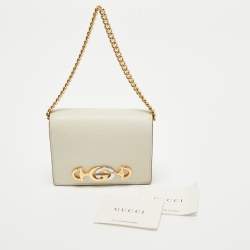 Gucci Off White Leather Zumi Wallet On Chain