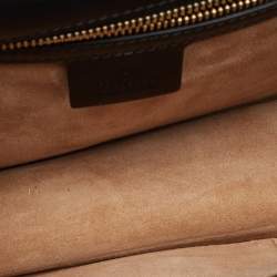 Pre Owned Gucci Black Leather Small Web Sylvie Shoulder Bag