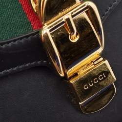 Pre Owned Gucci Black Leather Small Web Sylvie Shoulder Bag