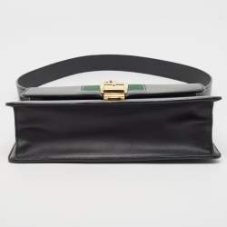 Pre Owned Gucci Black Leather Small Web Sylvie Shoulder Bag
