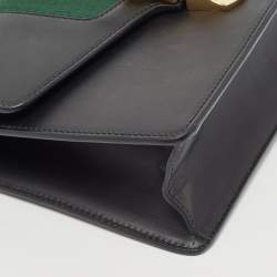 Pre Owned Gucci Black Leather Small Web Sylvie Shoulder Bag