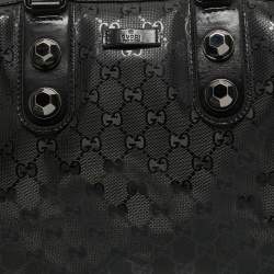 Pre Owned Gucci Black GG Imprime Canvas and Leather Medium Joy Boston Bag