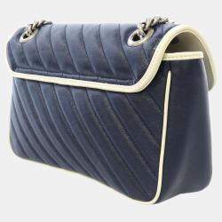 Pre Owned Gucci Blue Leather GG Marmont Shoulder Bag