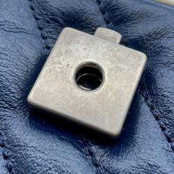 Pre Owned Gucci Blue Leather GG Marmont Shoulder Bag