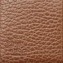 Gucci Brown/Beige GG Canvas Leather Zip Around Compact Wallet