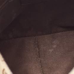 Pre Owned Gucci Ebony/Beige GG Canvas and Leather Horsebit Shoulder Bag