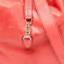 Gucci Coral Red Leather Large New Jackie Hobo