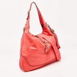 Gucci Coral Red Leather Large New Jackie Hobo