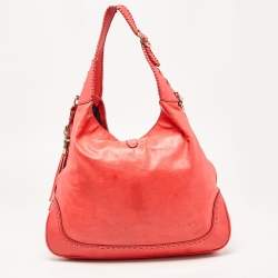 Gucci Coral Red Leather Large New Jackie Hobo