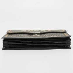 Gucci Black/Gold Leather Printed GUCCY Portfolio Clutch 