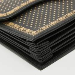Gucci Black/Gold Leather Printed GUCCY Portfolio Clutch 