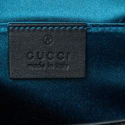 Pre Owned Gucci Blue/Black Suede andLeather Ophidia Chain Bag