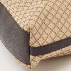 Pre Owned Gucci Beige/Brown Diamante Canvas and Leather Village Double G Hobo