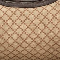 Pre Owned Gucci Beige/Brown Diamante Canvas and Leather Village Double G Hobo