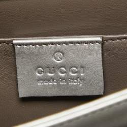 Pre Owned Gucci Silver Leather Crystal Embellished Broadway Shoulder Bag