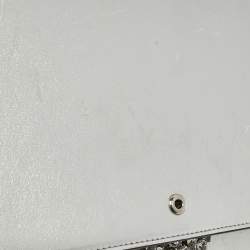 Pre Owned Gucci Silver Leather Crystal Embellished Broadway Shoulder Bag