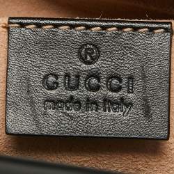 Pre Owned Gucci Black Smooth Leather Mini Nymphaea Bamboo Top Handle Bag