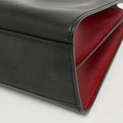 Pre Owned Gucci Black Smooth Leather Mini Nymphaea Bamboo Top Handle Bag