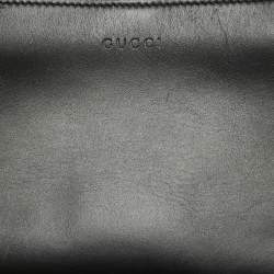 Pre Owned Gucci Black Smooth Leather Mini Nymphaea Bamboo Top Handle Bag