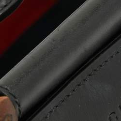 Pre Owned Gucci Black Smooth Leather Mini Nymphaea Bamboo Top Handle Bag