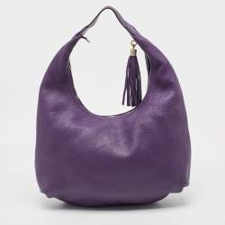 Gucci Purple Pebbled Calfskin Leather Soho Hobo