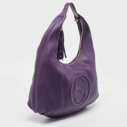 Gucci Purple Pebbled Calfskin Leather Soho Hobo